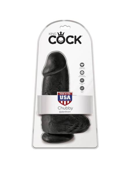 Gode réaliste Chubby 23 cm noir KING COCK
