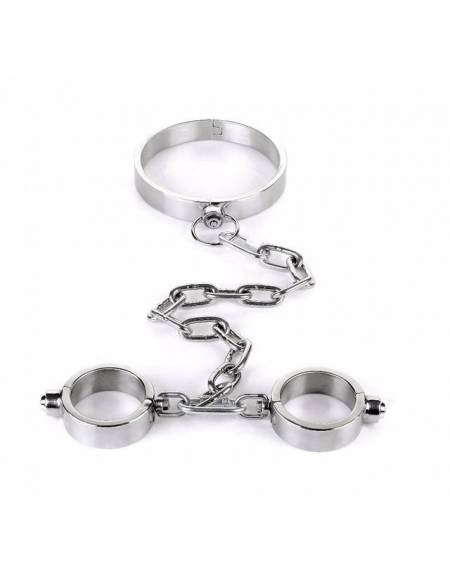 Collier & Menotte en Acier Inoxydable - Accessoire BDSM